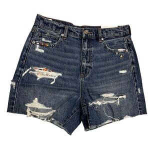 NWT American Eagle Distressed Highest Rise Baggy Jean Denim Shorts Love Sz 30”